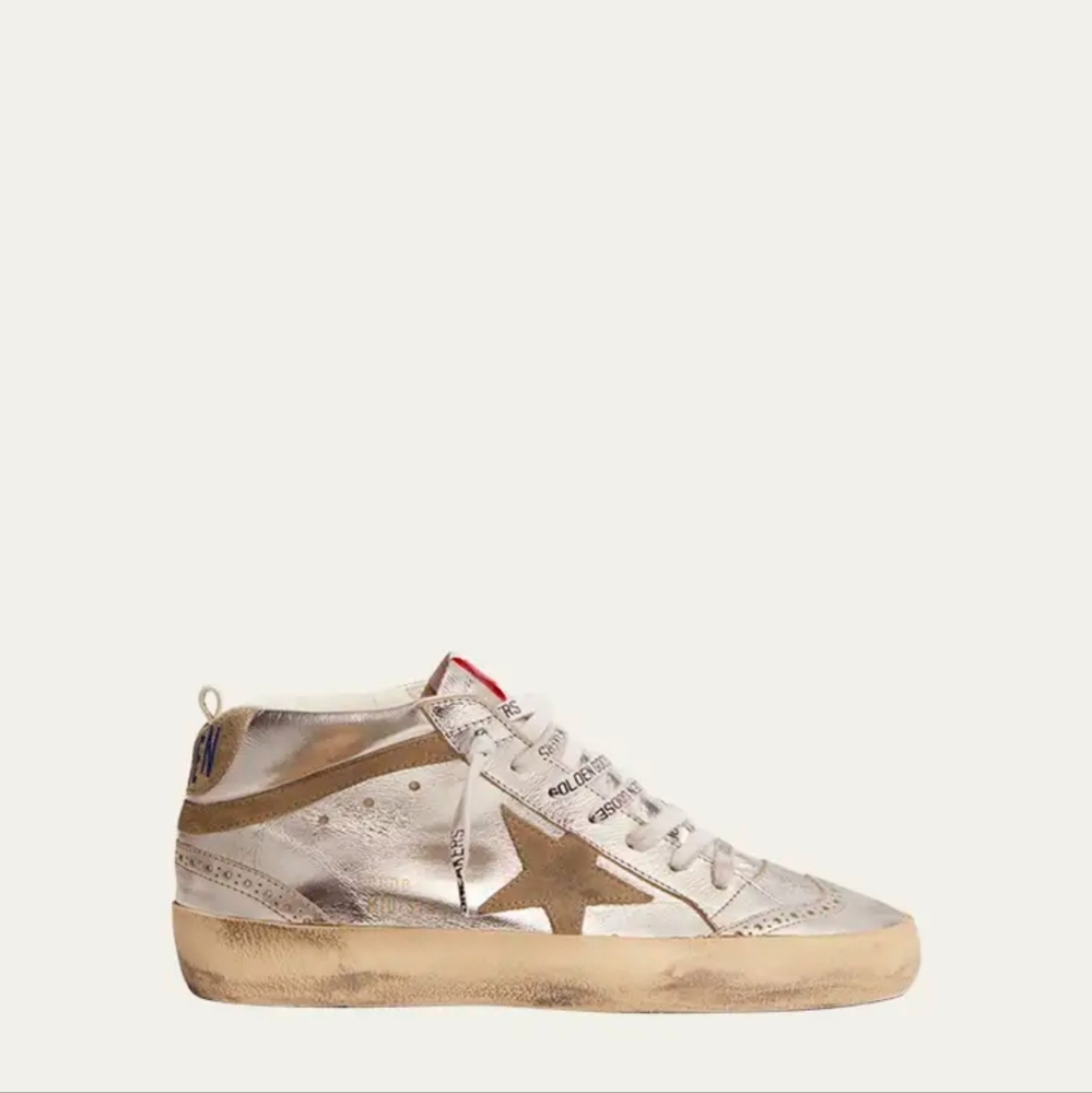 Mid Star Laminated Upper And Spur Suede Star And Wave Sneakers